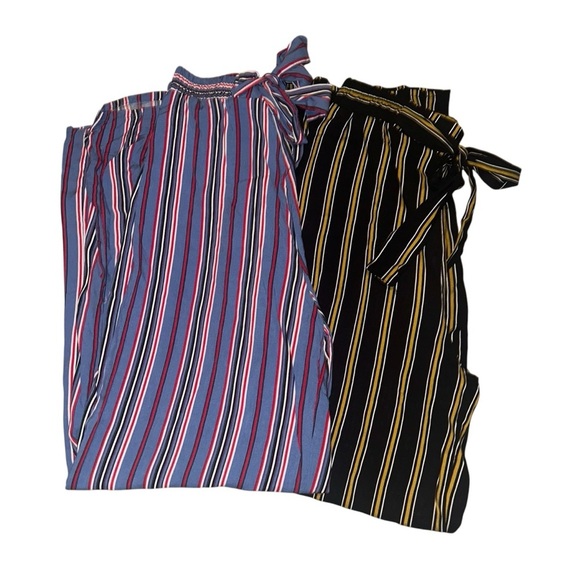 Ambiance Apparel Hi-Waist Wide Leg Striped Casual Pant Bundle Size Medium - Picture 1 of 7